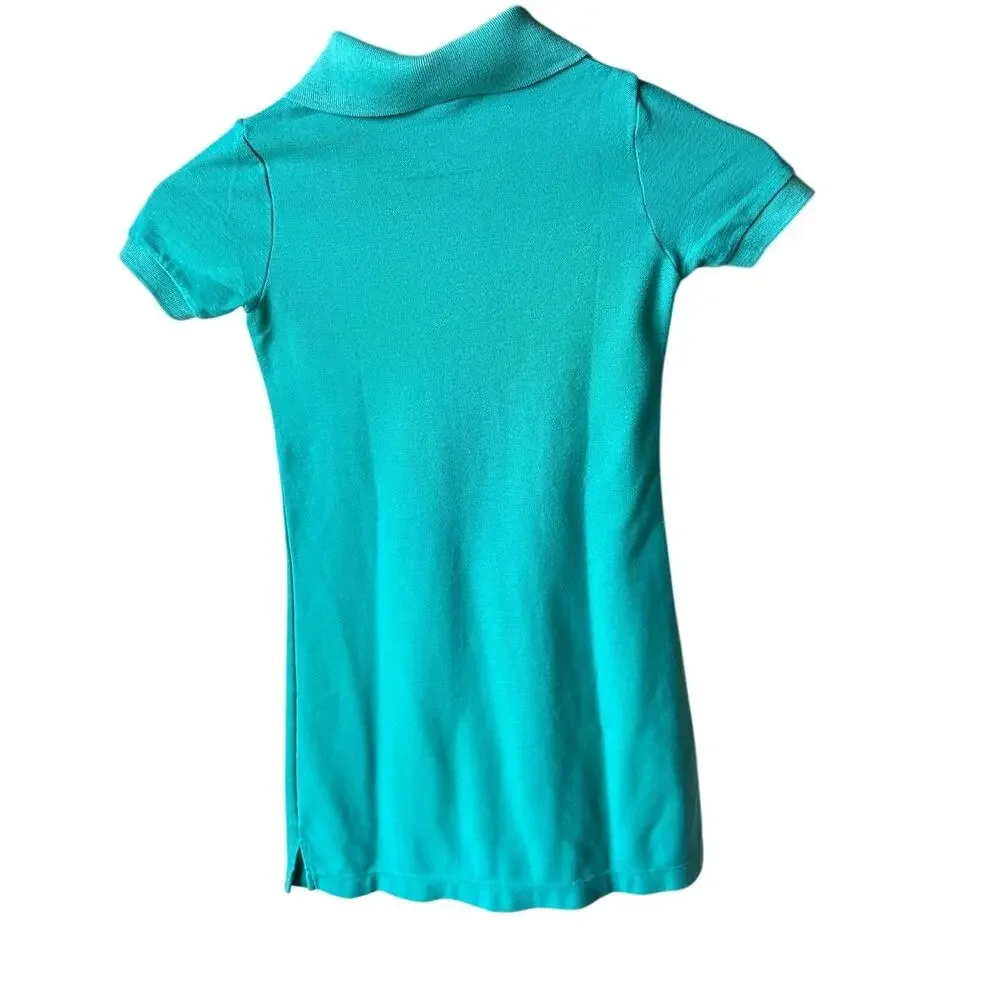 Vintage Izod Lacoste Girls Polo Dress Turquoise Size 6X